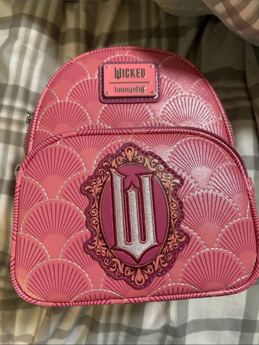 Loungefly Pink 'Wicked' Embossed Shell Mini Backpack